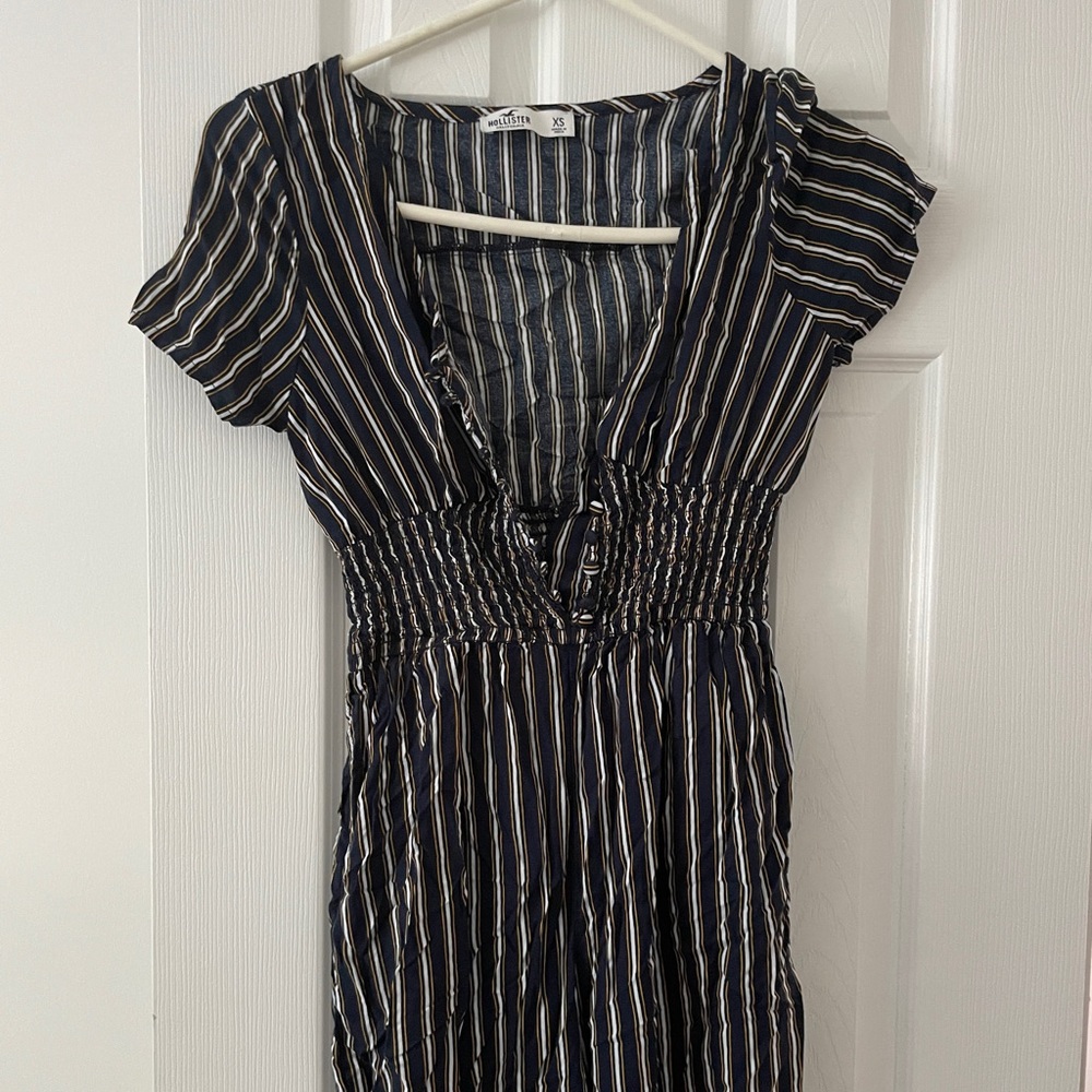 Hollister navy striped pants suit romper